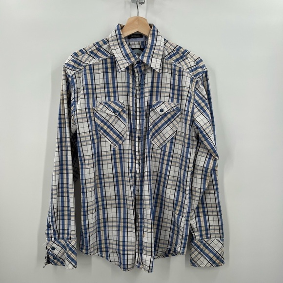 Franky Max Plaid Long Sleeve Button Down Pocket Shirt Mens Small - Picture 1 of 5